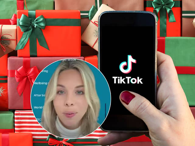 TikTok mum Hannah (@HannahHomeEducates) has revealed she got death threats online for speaking about the budget she sets for each of her children's Christmas presents - £100 each. Photos by Adobe and TikTok/HannahHomeEducates. Composite image by NationalWorld/Kim Mogg.