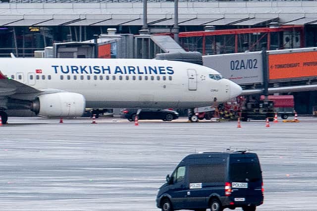 Hamburg Airport remains closed after an armed man drove onto the runway “holding four-year-old daughter hostage”. (Photo: NEWS5/AFP via Getty Images) 