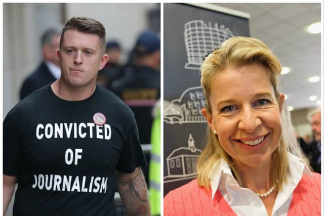 Katie Hopkins and Tommy Robinson are back on X years after their accounts were permanently banned. (Photo: Getty Images) 
