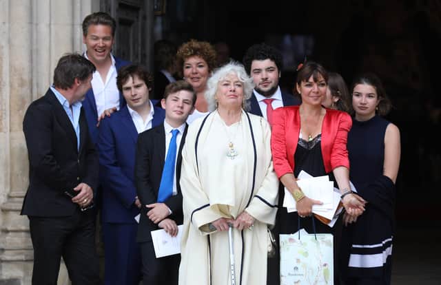 Anne Hart and family members attend a memorial service for her late husband Ronnie Corbett at Westminster Abbey on June 7, 2017 in London, England.  Corbett died in March 2016 at the age of 85.  (Photo by Tim P. Whitby/Getty Images)