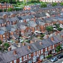 An aerial view of terraced homes on June 22, 2023 in Crewe, England (Christopher Furlong/Getty Images)