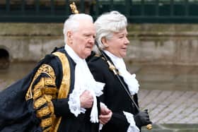 Black Rod arrives at Westminster Abbey in central London on May 6, 2023, ahead of the coronations of Britain's King Charles III and Britain's Camilla, Queen Consort. (Credit: AFP via Getty Images)