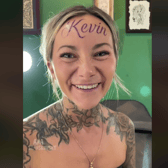 Influencer Ana Stanskovsky went viral on TikTok after she uploaded a video which appeared to show she had tattooed her boyfriend's name across her forehead. Photo by TikTok/Ana Stanskovsky.
