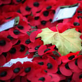 An Autumn leaf lies amongst poppy wreaths at the Cenotaph in 2008 (Photo: Peter Macdiarmid/Getty Images)