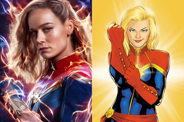 The character of Captain Marvel, as played by Brie Larson (right) has been accused of being overpowered in an attempt for Marvel to be more 'progressive' by some comic book fans (Credit: Marvel/Marvel Studios)