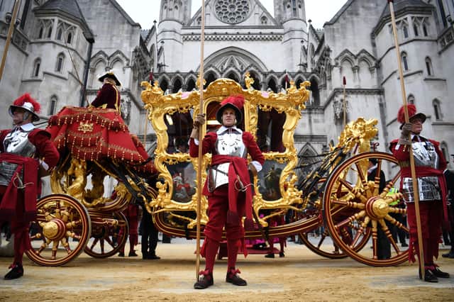 The Lord Mayor's State Coach is pictured outside the Royal Courts of Justice during the annual Lord Mayor's Show through the streets of the City of London in 2021 (Photo: DANIEL LEAL/AFP via Getty Images)
