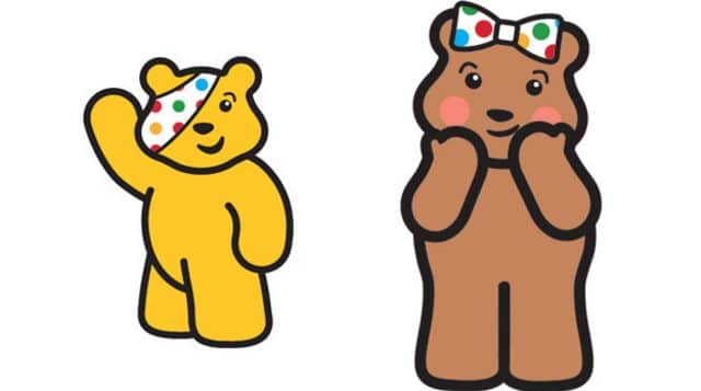 Blush Bear joined Pudsey Bear as a mascot for BBC charity campaign Children in Need in 2009. Photo by BBC.