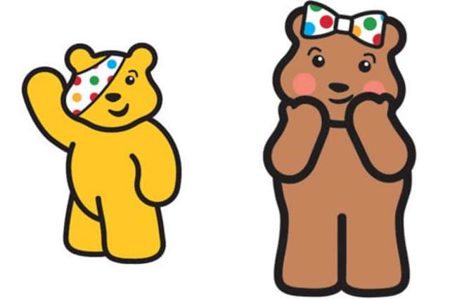 Blush Bear joined Pudsey Bear as a mascot for BBC charity campaign Children in Need in 2009. Photo by BBC.