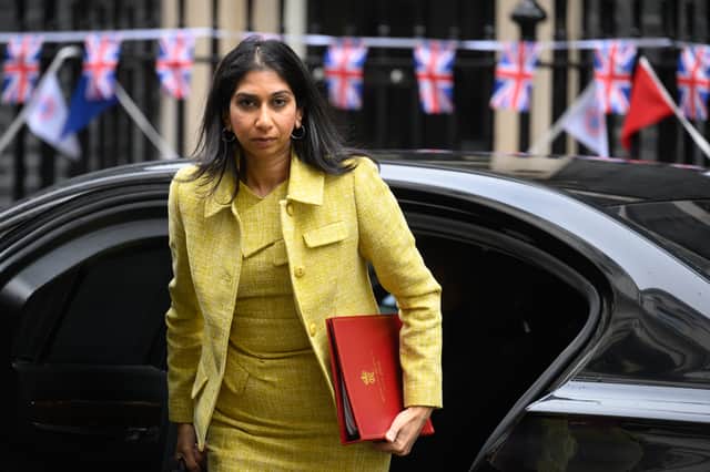 Home secretary Suella Braverman has said that the Met Police is "playing favourites" after commissioner Sir Mark Rowley did now bow to government pressure to block a pro-Palestine march from taking place during Remembrance Weekend. (Credit: Getty Images)