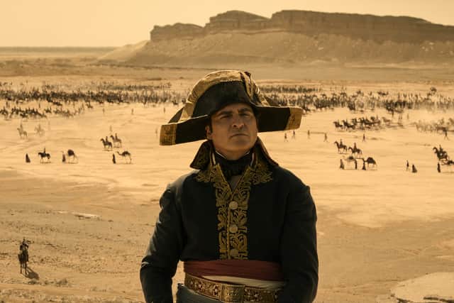 Joaquin Phoenix in "Napoleon," premiering in theatres around the world on 22 November 2023 (Apple/ Columbia Pictures)