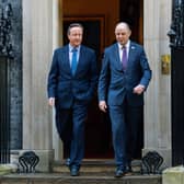 Former Prime Minister, David Cameron (L), leaves 10 Downing Street with Sir Philip Barton, the Permanent Under-Secretary of the Foreign, Commonwealth and Development Office, after being appointed Foreign Secretary in a Cabinet reshuffle (Photo: Carl Court/Getty Images)