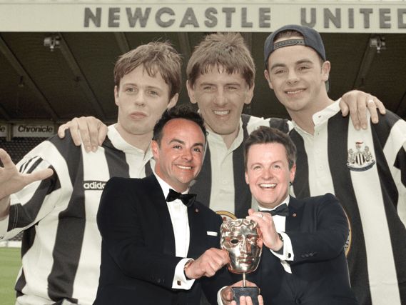 [Background[ Ant and Dec during their time on Byker Grove and CBBC, and the Kings of Light Entertainment recently [foreground] (Credit: Getty)