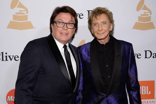 Garry Kief (L) and singer Barry Manilow attend the 2016 Pre-GRAMMY Gala and Salute to Industry Icons honoring Irving Azoff at The Beverly Hilton Hotel on February 14, 2016 in Beverly Hills, California.  (Photo by Kevork Djansezian/Getty Images)