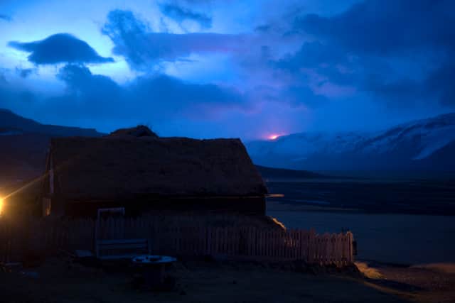 A glow on the skyline on March 21, 2010 in the region of the Eyjafjallajoekull glacier in Iceland (AFP via Getty Images)
