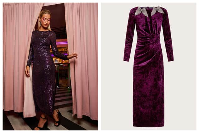 Get the Taylor Swift purple look and opt for these high street dresses. The dress on the (left) is by Roman and the one on the (right) is by Monsoon.