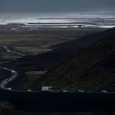 A convoy of vehicles leaving the town of Grindavik in Iceland, after they were evacuated (Photo: KJARTAN TORBJOERNSSON/AFP via Getty Images) 
