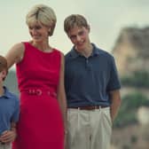 Diana, William and Harry as portrayed in The Crown season 6 