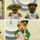 L-R Top: Tinky Winky, Dodge and Hacker T Dog. Bottom: George and Zippy from Rainbow, Basil Brush. (Credit: BBC)