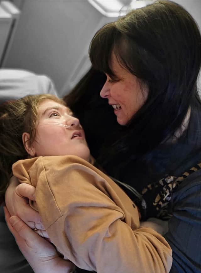 Carolynne Hunter of herself with her daughter Freya, 13, who has severe complex health problems and disabilities. Credit: PA