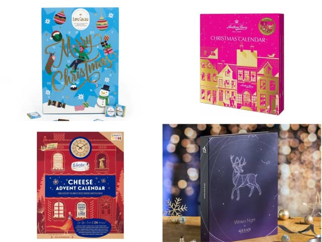 8 best advent calendars for adults - chocolate, cheese, alcohol, homeware and more. Photos: Love Cocoa (top left), Anthon Berg (top right), So Wrong It's Nom and Ilchester Cheese (bottom left) and Arran (bottom right).