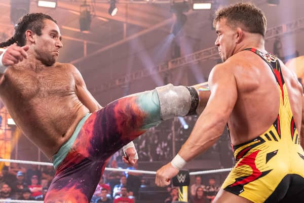 Noam Dar put his NXT Heritage Cup on the line in a wonderful technical encounter against Chad Gable on the most recent NXT show - but who came out on top? (Credit: WWE)