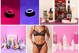 11 best Christmas 2023 gifts for her including fashion, beauty, homeware, tech and more. Photos by Lush (top left), Laithwaites (top right), Only Curls (bottom left), Lounge (bottom middle) and SBC Skincare (bottom right).