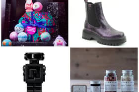 8 perfect Christmas 2023 presents for the vegetarian or vegan in your life including gifts for her and him. Photos by Lush (top left), Heavenly Feet (top right), The Perfume Shop (bottom left) and Yellow Gorse (bottom right).