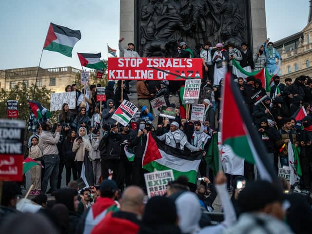 A previous pro-Palestine march. Several of them have been held in London in response to the Hamas-Israel war. Photo by Getty.