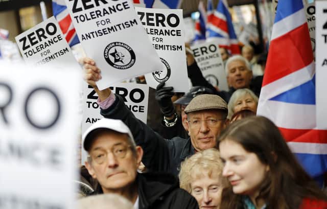 A march is being held today (Sunday November 26) by Campaign Against Antisemitism. People are pictured at a previous march. Photo by Getty Images.