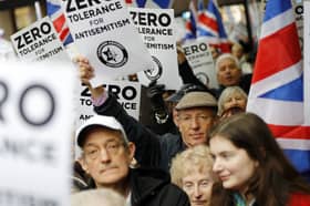A march is being held today (Sunday November 26) by Campaign Against Antisemitism. People are pictured at a previous march. Photo by Getty Images.