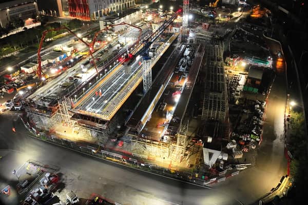 More than 2,000 cubic metres of concrete have been poured to create the first two 90m (295ft) flat deck structures
(Image: HS2)