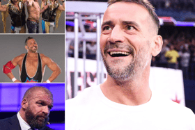 CM Punk has returned to the WWE, but what have his past actions regarding The Elite (top left), Colt Cabana (middle) and even Triple H (bottom) led to some fans calling him a hypocrite? (Credit: WWE/AEW)
