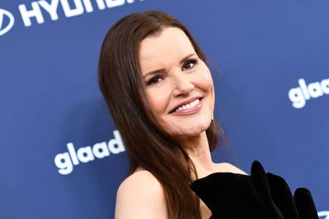 US actress Geena Davis arrives for the 34th annual GLAAD awards at the Beverly Hilton hotel in Beverly Hills, California, on March 30, 2023. (Photo by VALERIE MACON / AFP)