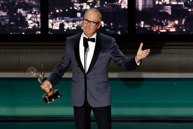 Michael Keaton accepts Outstanding Lead Actor in a Limited or Anthology Series or Movie for "Dopesick onstage during the 74th Primetime Emmys at Microsoft Theater on September 12, 2022 in Los Angeles, California. (Photo by Kevin Winter/Getty Images)