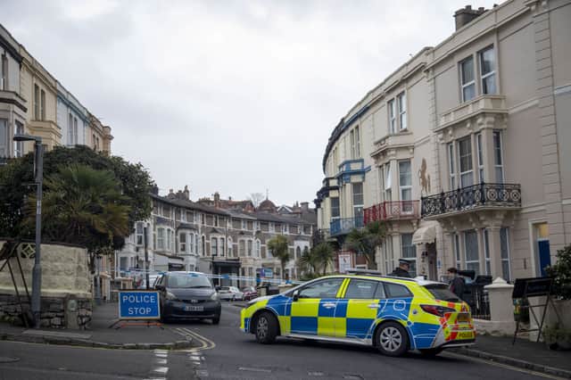 Police have launched a murder probe after a report of a robbery at a Weston-super-Mare hotel led cops to find an injured man. (Credit: Tom Wren SWNS)