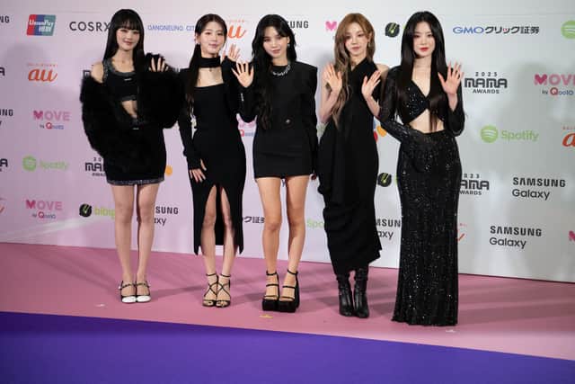 South Korean girl gourp (G)I-dle attend a red carpet event at the 2023 Mama Awards at the Tokyo Dome in Tokyo on November 29, 2023. (Photo by Philip FONG / AFP