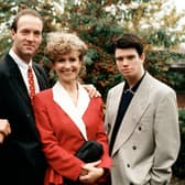 The Corkhill family, played by (left to right) Claire Sweeney, Dean Sullivan, Sue Jenkins, and George Christopher, from soap Brookside  Credit: Lime Pictures/PA