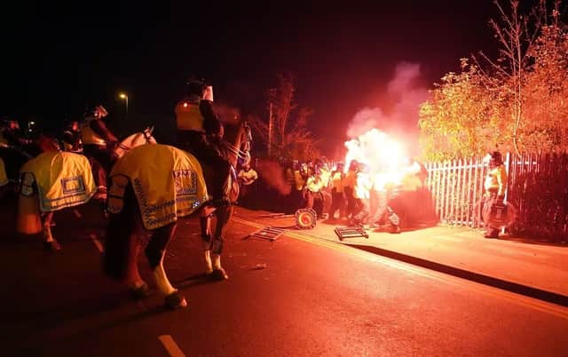 46 Legia Warsaw supporters have been detained on suspicion of offences including violent disorder and assaulting a police officer. Photo: David Davies/PA Wire