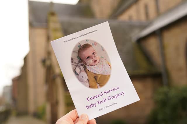 A funeral has been held in Nottingham for eight-month-old Indi Gregory