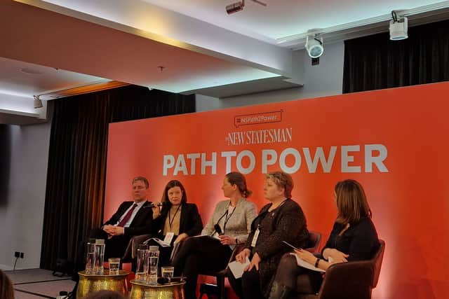 Emily Thornberry, second from right, and Liz Ziegler, centre, talking about fraud at the New Statesman's Path to Power conference. 
