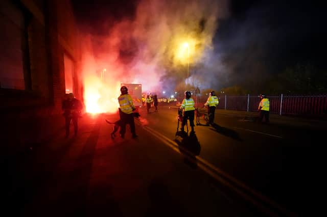 Police have charged 46 men after serious disorder erupted outside Villa Park leaving four police officers injured. (Photo: David Davies/PA Wire)