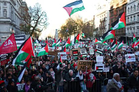 Police are on standby as more than 40 pro-Palestine protests are expected to be held across the UK this weekend. (Photo: AFP via Getty Images)