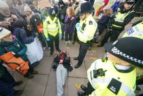 Just Stop Oil has accused the Met Police of "lying" after the force said it did not arrest people for protesting on the pavement in London. (Photo: Yui Mok/PA Wire)