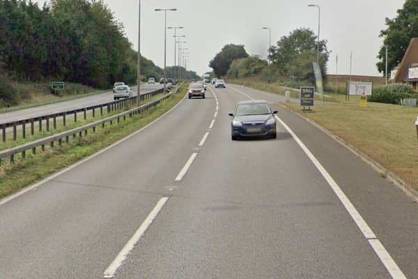 The A45 at Rushden in Northamptonshire, which has been reopened westbound after a serious accident