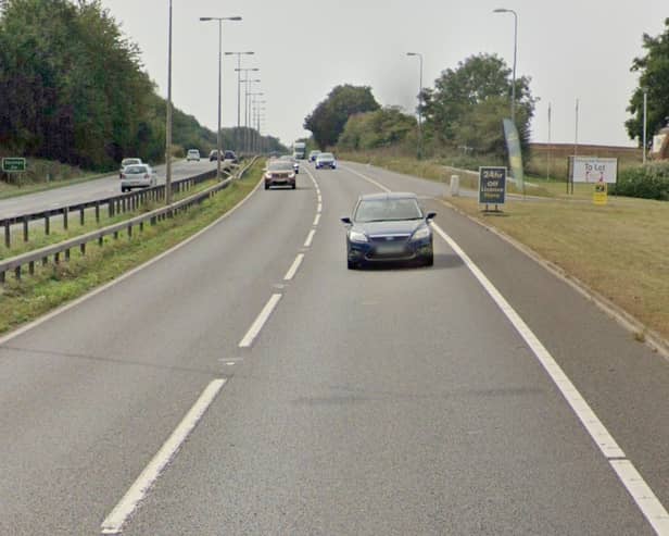 The A45 at Rushden in Northamptonshire, which has been reopened westbound after a serious accident
