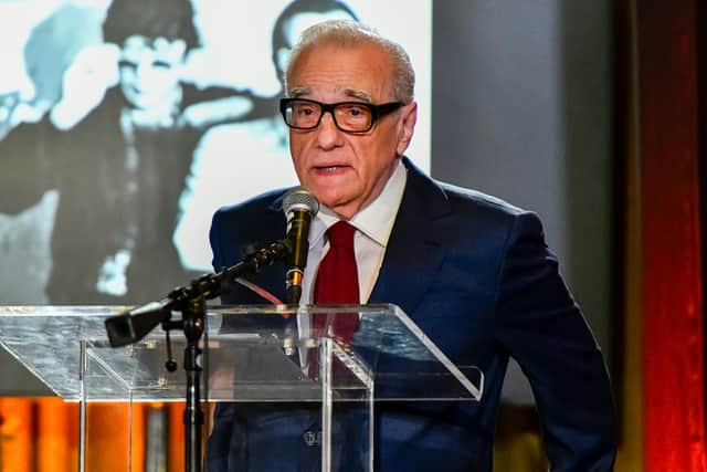 Martin Scorsese speaks at Robbie Robertson: A Celebration of His Life And Music at The Village Studios on November 15, 2023 in Los Angeles, California. (Photo by Jerod Harris/Getty Images)