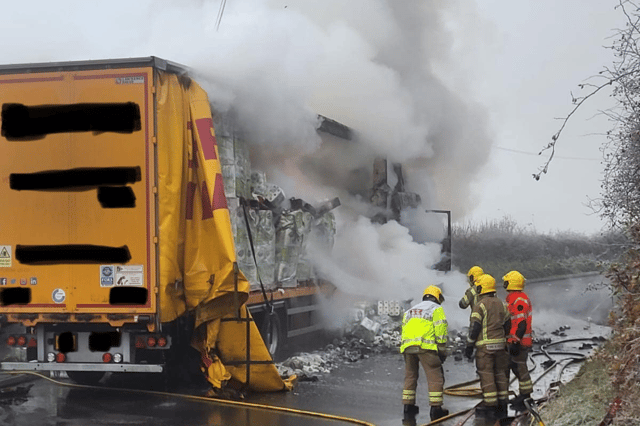 The scene of the lorry fire. Photo: Leominster Fire Station.