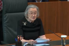 Lady Hale wearing the spider brooch during the Supreme Court ruling in 2019. Credit: PA