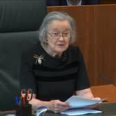 Lady Hale wearing the spider brooch during the Supreme Court ruling in 2019. Credit: PA