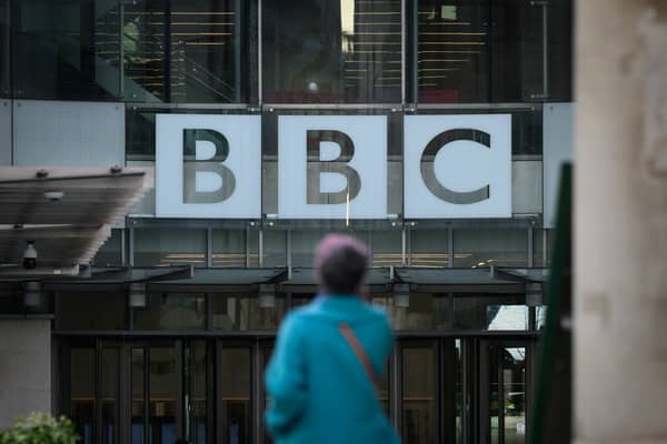 The BBC logo is seen at BBC Broadcasting House on January 17, 2022 in London, England (Leon Neal/Getty Images)